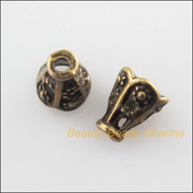 

New 45Pcs Antiqued Bronze Tone Cone Flower End Bead Caps Connectors 5.5x6.5mm