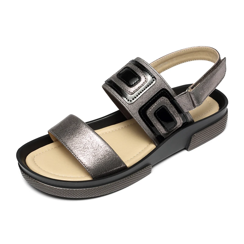 AIMEIGAO Plus Size Flat Summer Women Sandals Flat Casual Shoes Fashion Comfortable Roman Sandals Peep-toe Flat Women Shoes