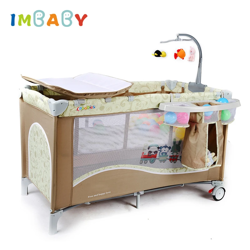

IMBABY Baby Cribs Cot For Newborns With Diaper Changing Table Baby Game Rocking Bed Baby Nest With Trolley Kids Children's Bed