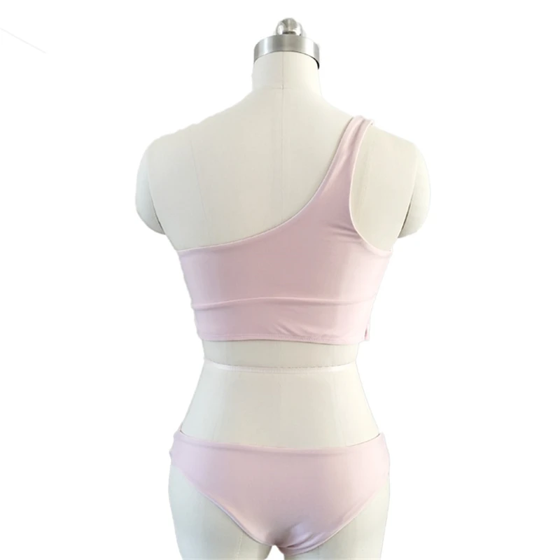 Bikinis Female 2019 Sexy Bikini One Shoulder Women Swimwear Bikini Bandea Pink Swimsuit Separate Push Up Girls Bathers  (1)