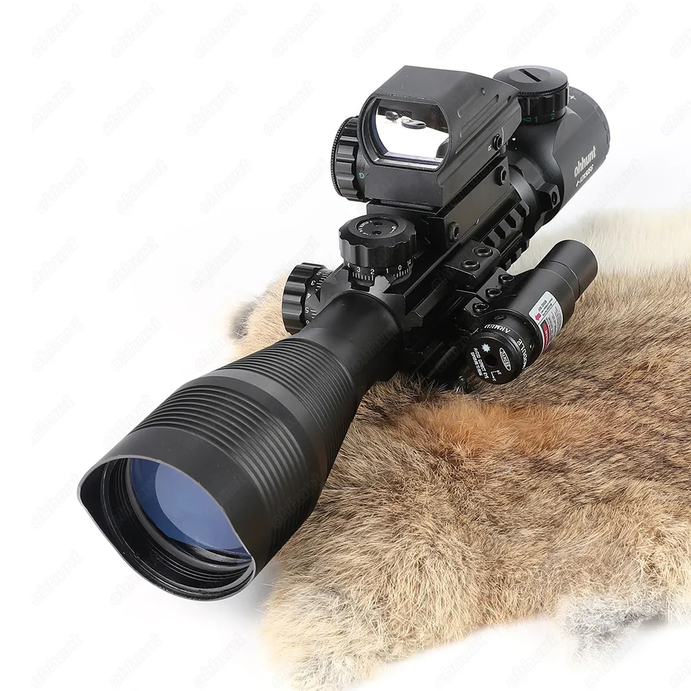 Ohhunt 4-12X50 с подсветкой дальномер Сетка винтовка прицел голографический 4 Сетка прицел 11 мм и 20 мм Красный Лазерный комбинированный прицел