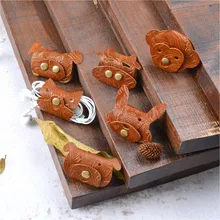 6 шт. животные/лот кожаный блокнот аксессуар шнур обертывание Организатор провода держатель милый Kawaii креативный намотка наушников кабельный менеджер