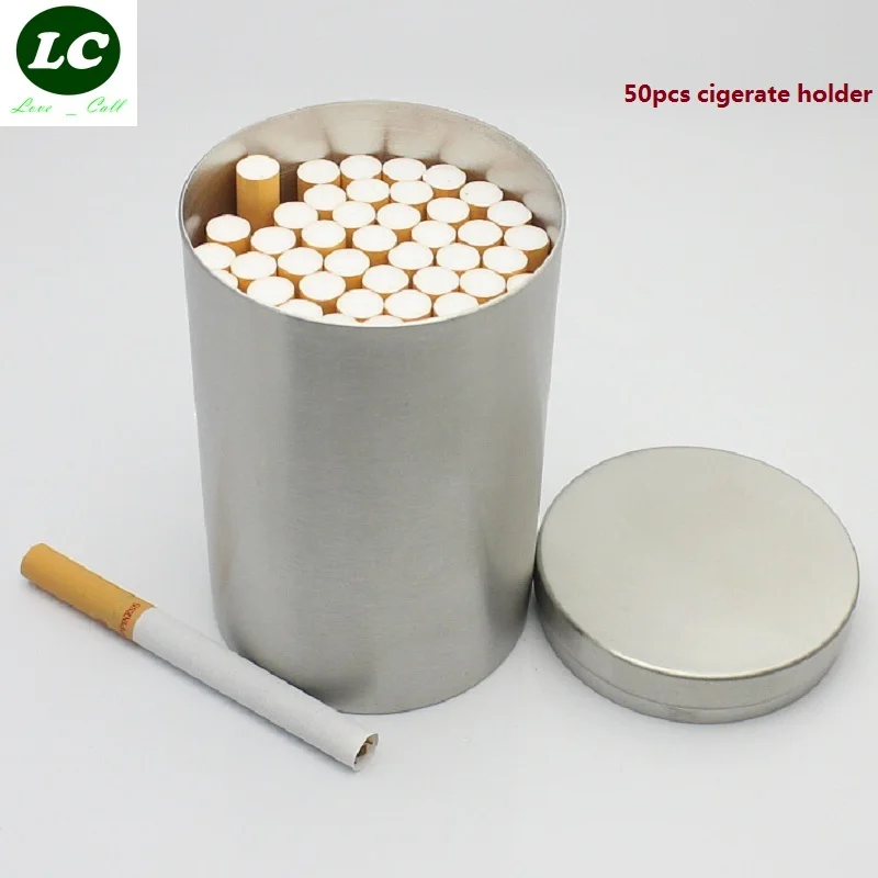 

fee shipping Creative cigarette large capacity Stainless steel Tobacco cans Metal pipe Storage tank man/woman gift