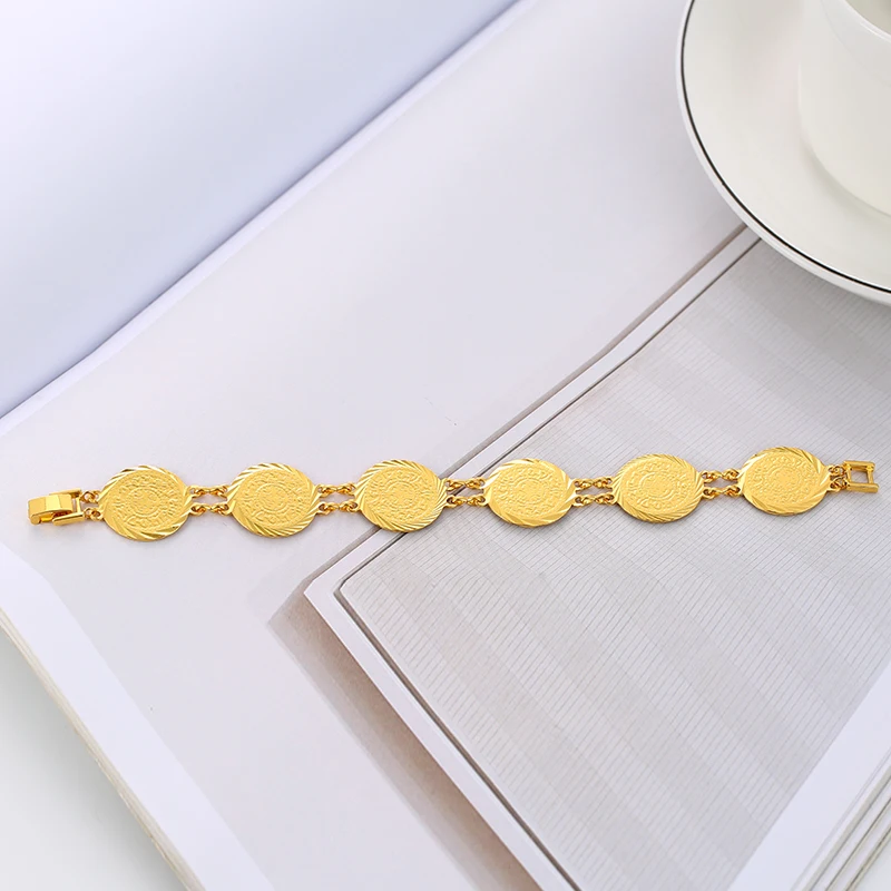 Горячее новое прибытие средние восточные мусульманские Деньги Монета браслет для женщин золотой цвет арабский ювелирные изделия из монет аксессуары Подарки