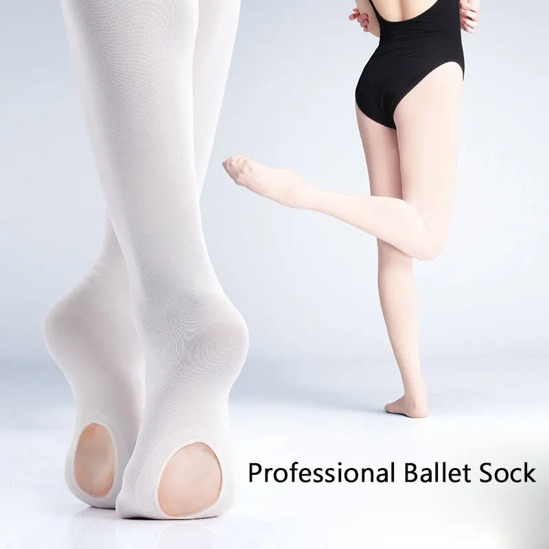 Профессиональный Детские Балетные трансформируемое трико с лосинами девушка белый чулок с ворсом детские колготки танцевальные носки