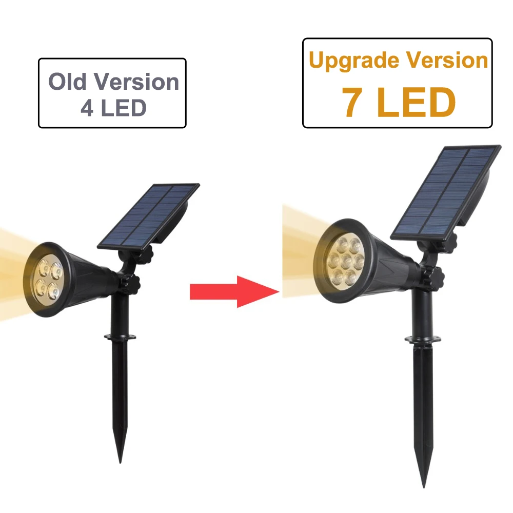 Solar à Prova Água ao ar Luz para Pátio Kh-litec Pacote Solar Holofotes 7 Luzes Led Dwaterproof Livre Paisagem Varanda Caminho Deck Jardim Garagem 2 5 KH LITEC 2 pacote solar holofotes 7