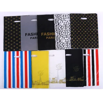 

100pcs Wholesale Plastic bag with handle Large present Bag for Jewelry/Clothes Birthday party small bag Shopping bags 25x35cm