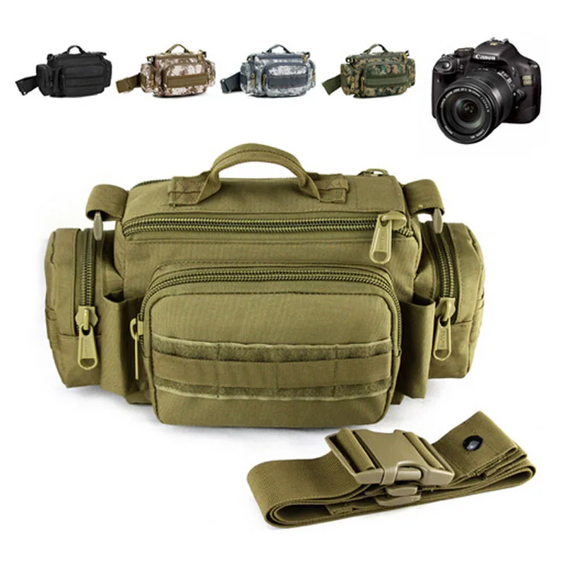 MOLLE Waterproof camera Case bag Pockets Man shoulder bags Large DSLR SLR Ultra light Tactics