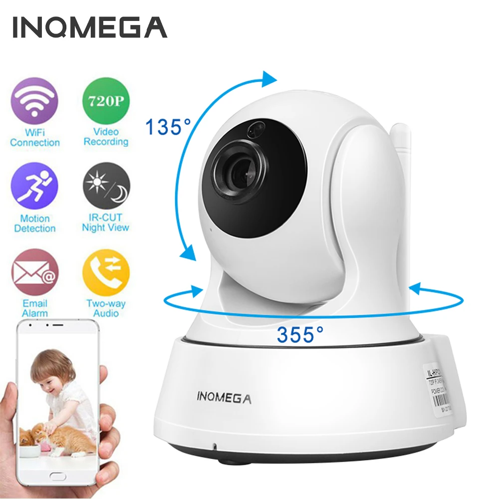 INQMEGA 720P IP камера, беспроводная Wifi камера, домашняя камера видеонаблюдения, сетевая камера ночного видения, P2P, удаленный просмотр