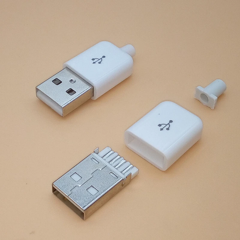 10 шт. Diy USB Штекерный Разъем 2,0 4 Pin Тип А компоненты белый черный пластиковая крышка