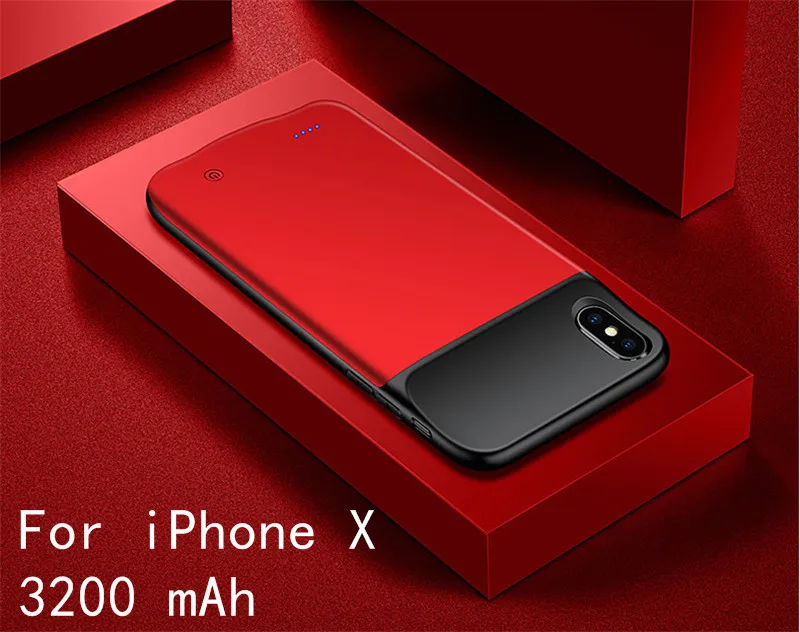 Тонкий Силиконовый противоударный чехол-батарея для iPhone XS Max power Bank, чехол-зарядное устройство для iPhone XR X Xs, задняя крышка для зарядки аккумулятора - Цвет: IX-Red