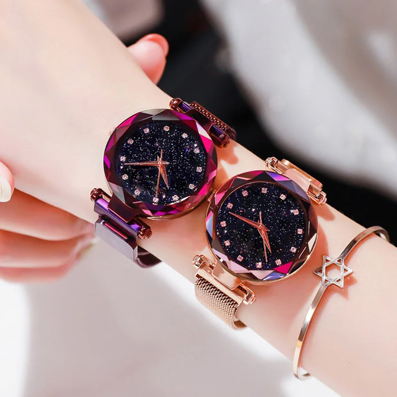 

Starry Sky Watch Women Quartz Gold Diamond Fashion Magnetic Luxury 2019 New Geometry Crystal Surface Top Sell Relogio Feminino