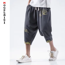 Модные мужские летние шорты в китайском стиле с принтом, мужские шорты с эластичной резинкой на талии, мужские шорты размера плюс 5XL 715-7085