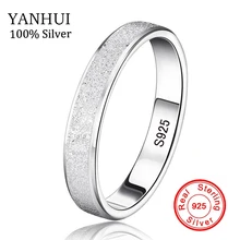 YANHUI 100% Natural Silver Rings for Men and Women Real 925 Sterling Silver Jewelry Unique Frosted Flakes Couple Finger Rings