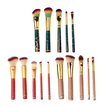 

5Pcs Crack Paint Wooden Handle Makeup Brushes Tool Set Cosmetic Podwer Eye Shadow Foundation Blush Blending Beauty Make Up Brush