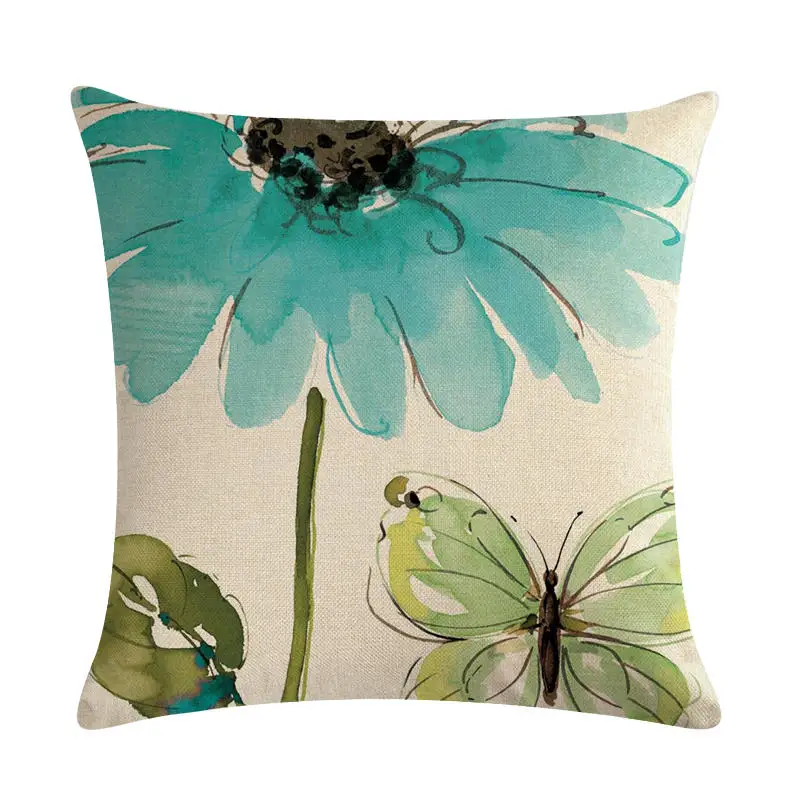 45cm*45cm An antique blue Chrysanthemums linen/cotton throw pillow covers couch cushion cover home decorative pillows