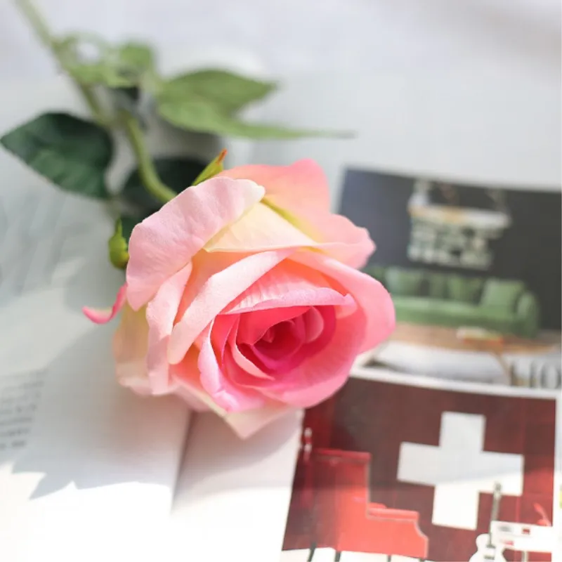 NieNie, 11 шт./лот, свежие розы, искусственные цветы, настоящие на ощупь, розы, украшения для дома, свадебные, вечерние, или на день рождения - Цвет: A Pink Rose