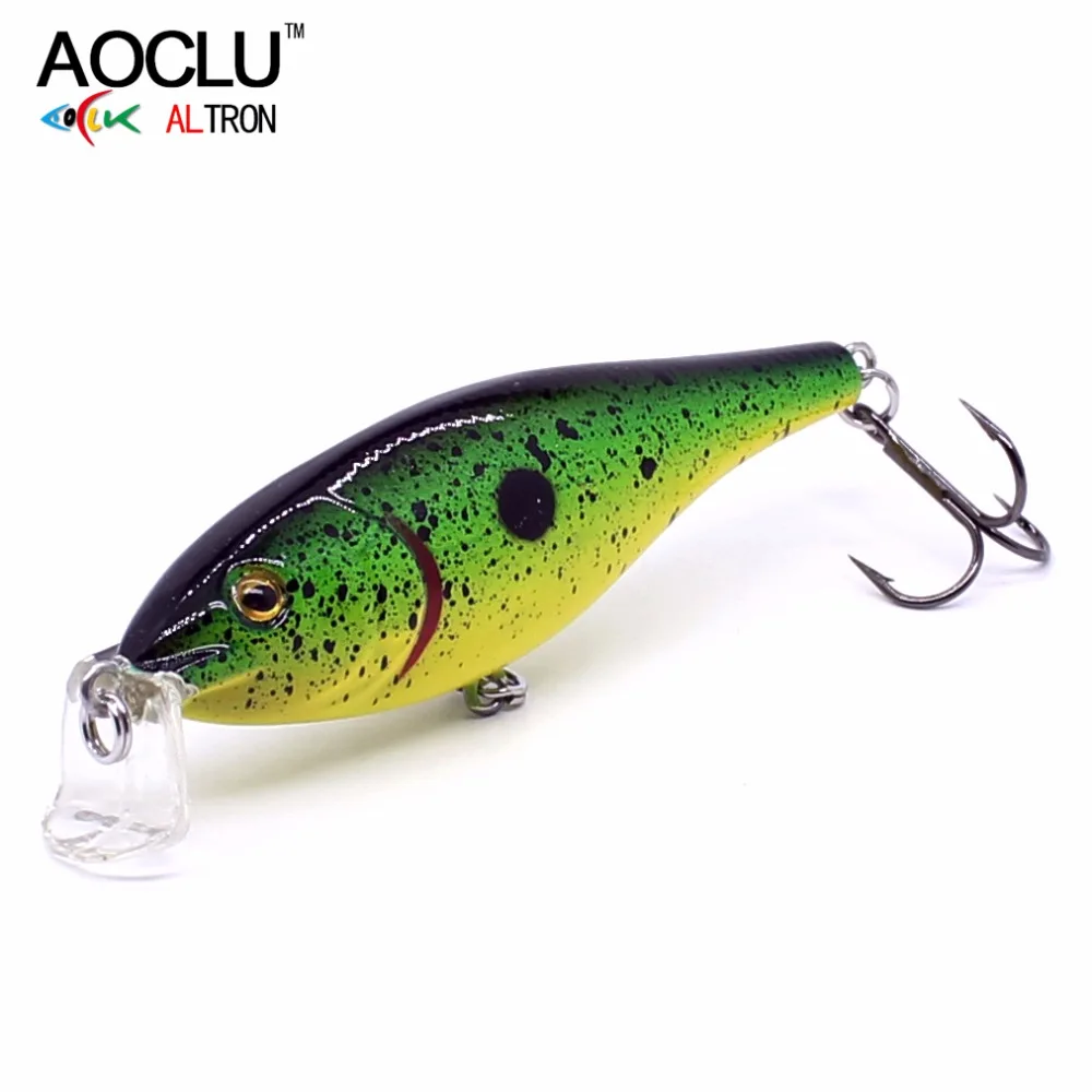 

2018 AOCLU new wobblers 70mm 7g Floating Hard Bait Minnow Crank Depth 1.2m-1.8m fishing lure VMC hooks 6 colors tackle Quality