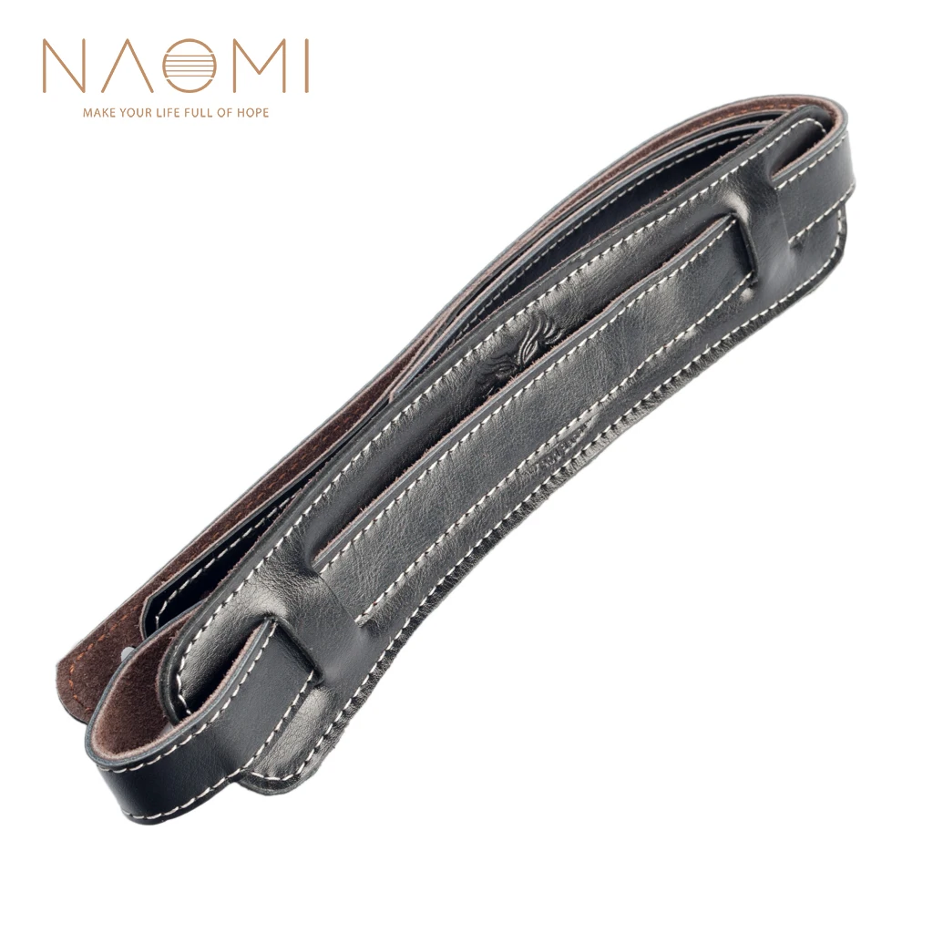

NAOMI Electric Guitar Strap Leather Black Adjustable Shoulder Strap For Guitar Electric Guitar Bass Guitar Parts Accessories New