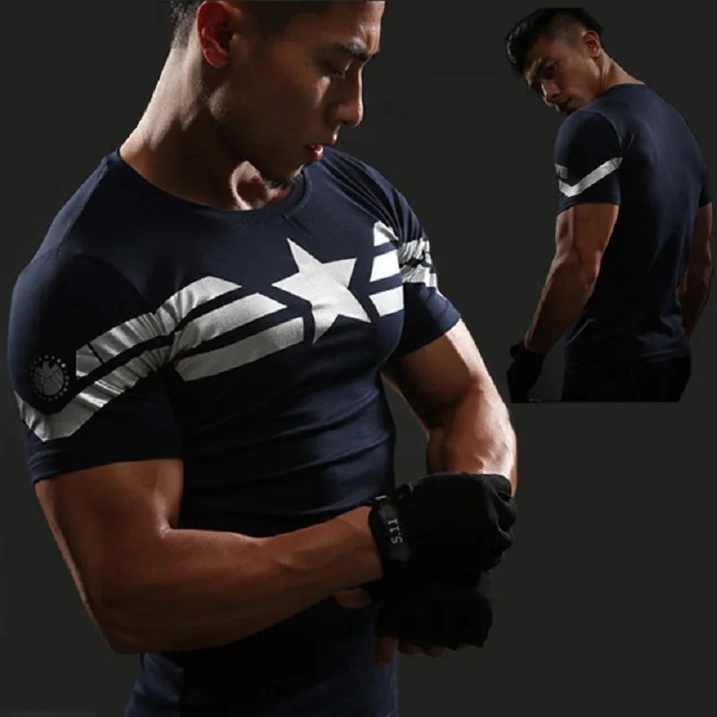 

Avengers Captain America T-shirt Gym MMA T-shirt Men's Short Sleeve Top 3D Print Compression Shirt Running Fitness T-Shirt