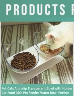 Противоскользящая прозрачная миска для домашних кошек с держателем, миска для корма для кошек, миска для воды, идеально подходит для кошек и маленьких собак