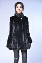 black short fashion woman stand collar natural fur mink coat