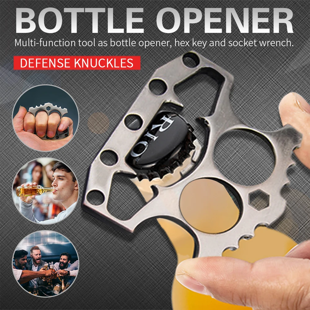 

Stainless Steel Beer Opener Bar Tools Double Finger Knuckle Self Defense Beer Bottle Opener Bar Tool   
