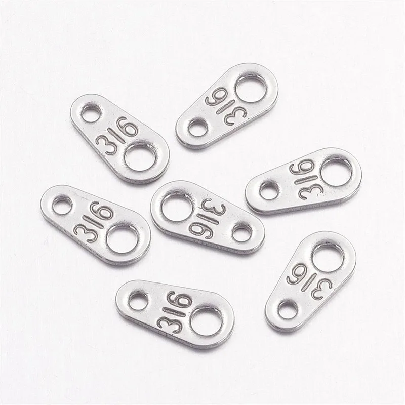 200pcs 304 Stainless Steel Chain Tabs End Tab Finding Tags For DIY