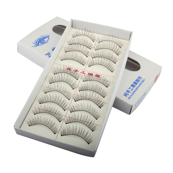 

New Natural Long 10 Pairs Thin Fake False Eyelashes Eye Lash Clear Makeup Tool -27