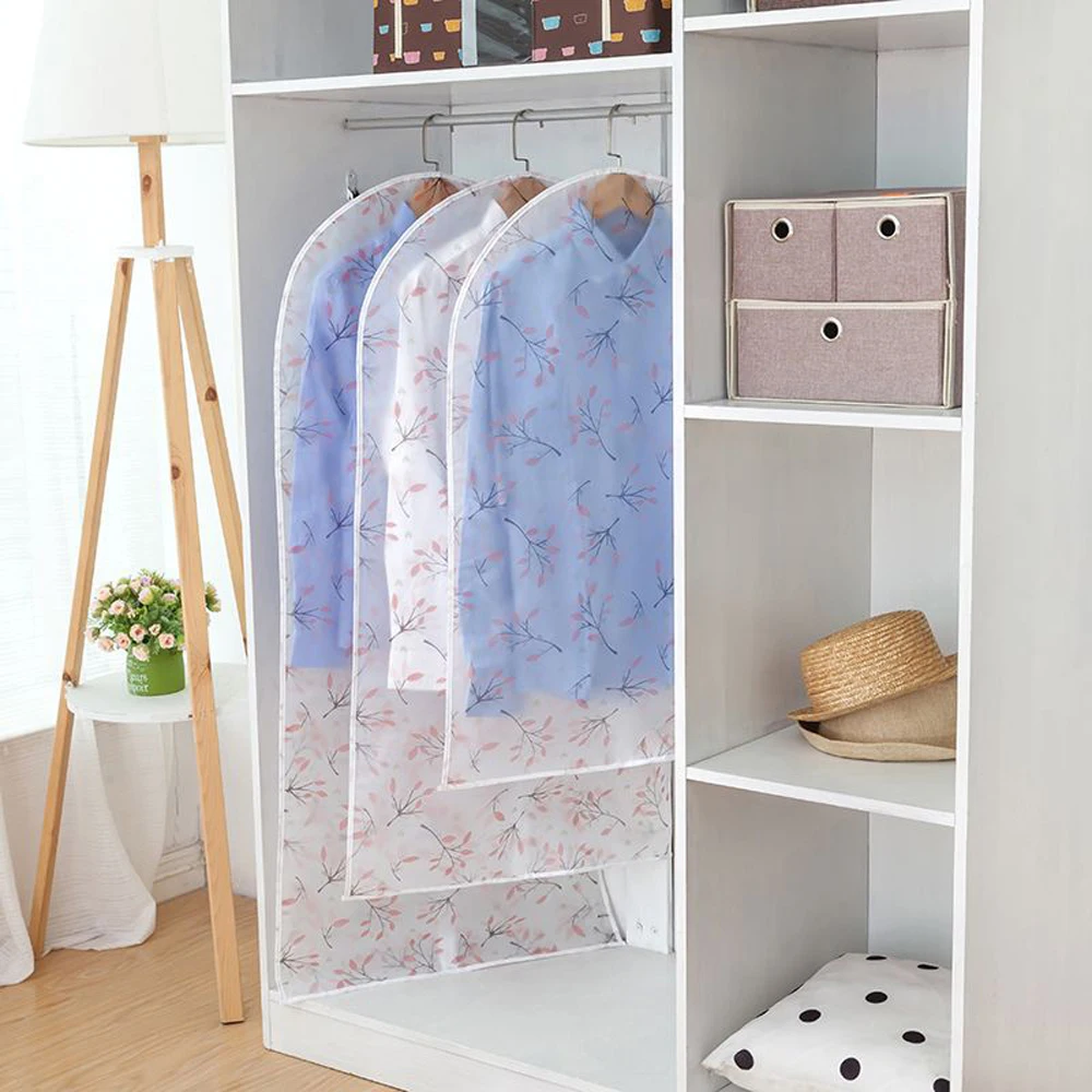 1pcs Transparent Wardrobe Storage Bag Cloth Hanging Dress Clothes Garment Suit Cover Suit Coat Dustproof Covers Home S M L Size