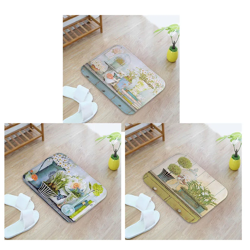 

Home Decor Carpet Super Soft Coral Fleece Rectangular Vase White Line Glass Bottle Purple Flower Basket Anti-slip Carpets Mat