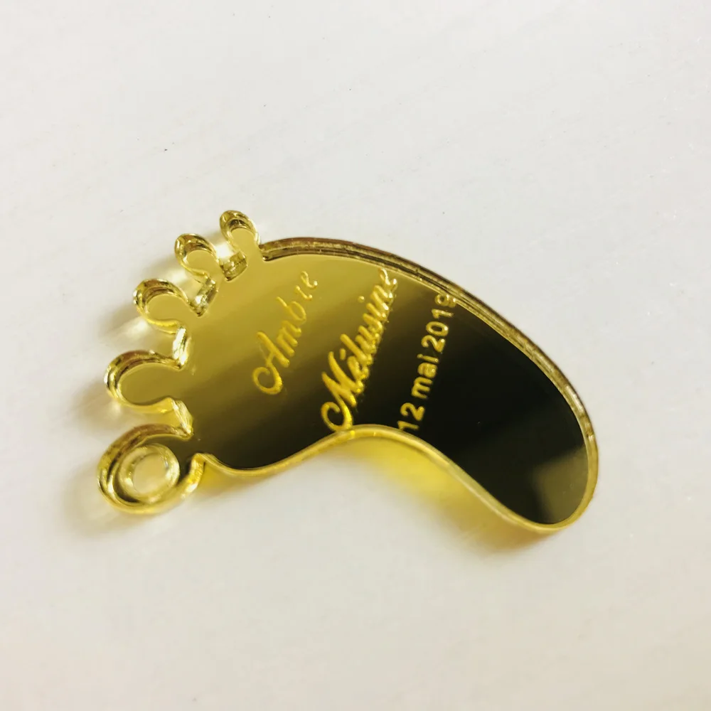 50 pieces Personalized Wedding Gold Mirror Heart Tag Party Favors gift Wedding Decor,Custom Wedding Table Decor  Souvenirs Tag (6)