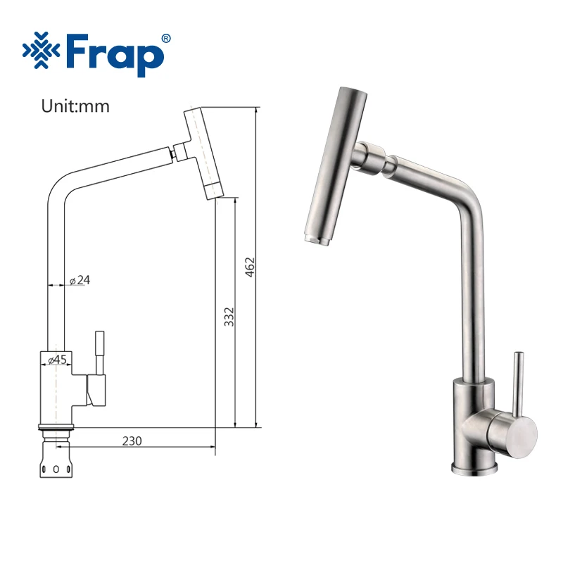 Billige FRAP Küche waschbecken Wasserhahn Einzigen Griff 360 Grad Swivel Auslauf 304 edelstahl Becken Wasserhahn Hot Cold Water Mixer FLD1893