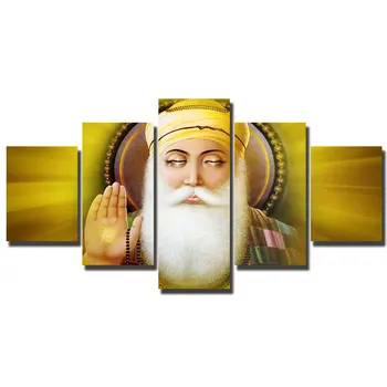 

Artryst Modern Home Decor Canvas 5 Panel Guru Nanak Indian Print Painting Wall Art Modular Pictures For Living Room decor WY115