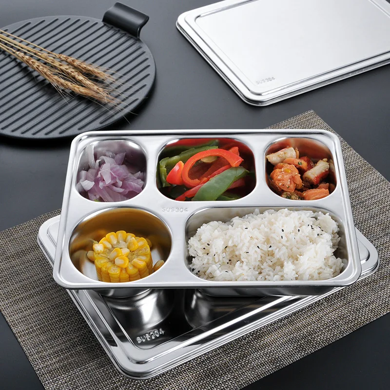 

304 Stainless Steel Lunch Box Bento Box Dinner Microwave Dinnerware Food Storage Container Kids Picnic Home Supply