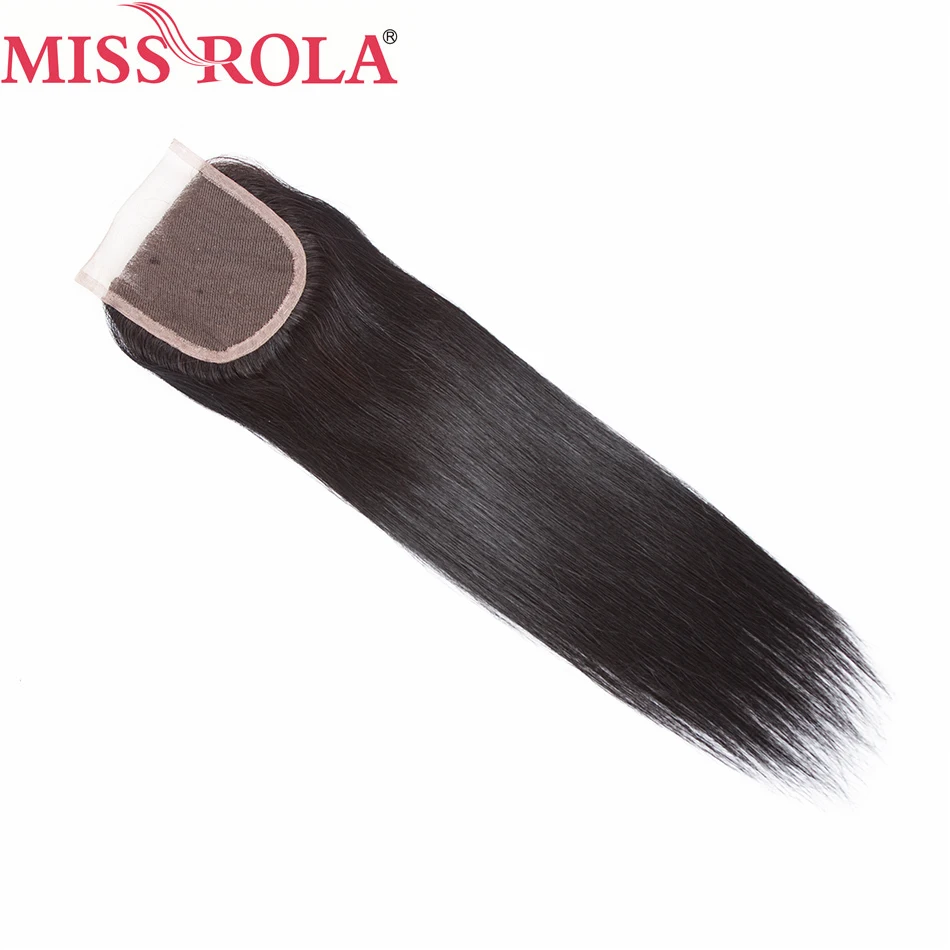 Мисс Рола волос перуанский прямые волосы 100% человеческих волос 4*4 Кружева застежка 10-20 дюйм(ов) цельнокроеное платье расширения