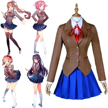 

Game Doki Doki Literature Club Costume Cosplay Sayori Yuri Natsuki Monika School Uniform Suit For Woman Costumes Halloween Party