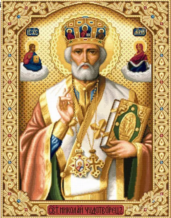 5D Crystal Crafts Diamond Painting Mosaic Icons St. Nicholas Of Myra 3D Square diy Embroidery Pattern Orthodox Religion | Дом и сад