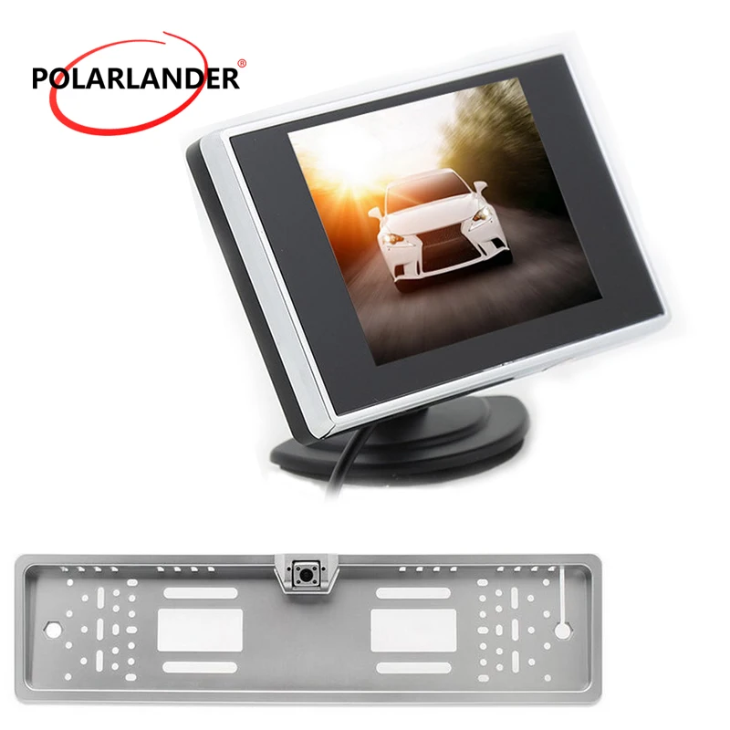 Рамка номерного знака 3,5 дюймов TFT lcd камера заднего вида монитор резервный Обратный монитор камера заднего вида Автомобильный монитор Авто ТВ Автомобиль - Цвет: Silver camera