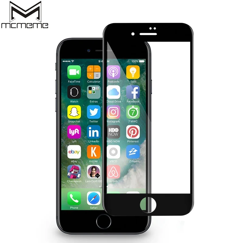 MCMEME 4D Full Cover Tempered Glass For iPhone 8 3D Curved Edge 9H Screen Protector Film For iPhoneX X 8 7 Plus 6 6S Glass Film