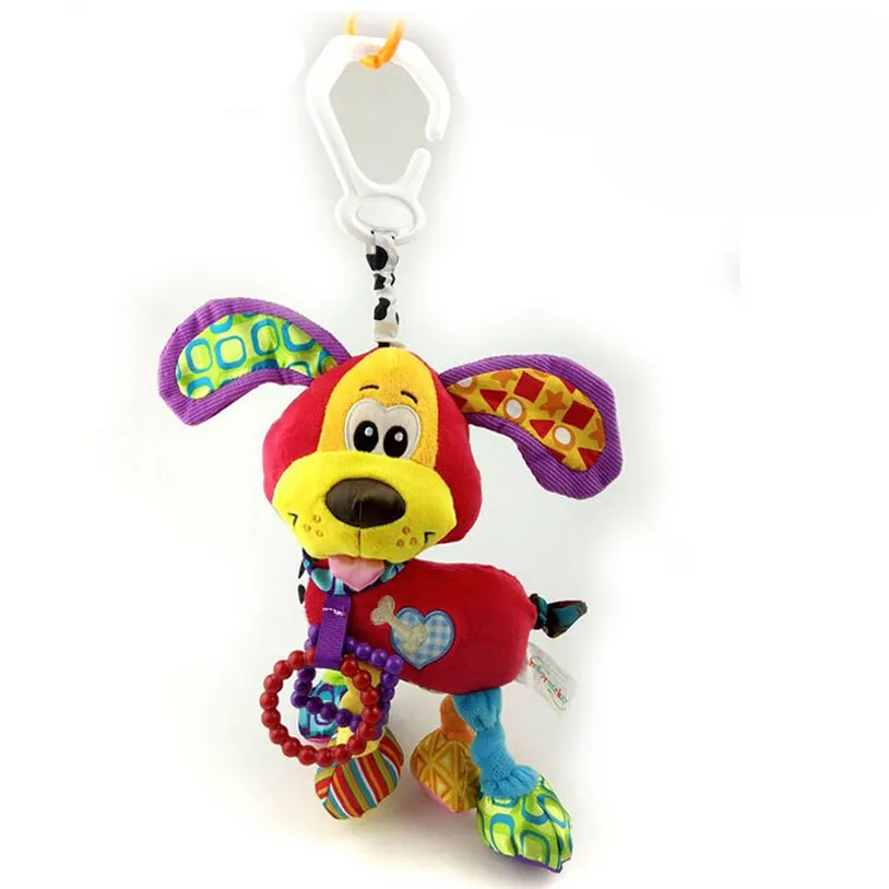 

Happy mokey Bed Hanging Toy Dog Plush Brinquedos Rattle Teether newborn baby Multifunction Educational Early Development Teddy
