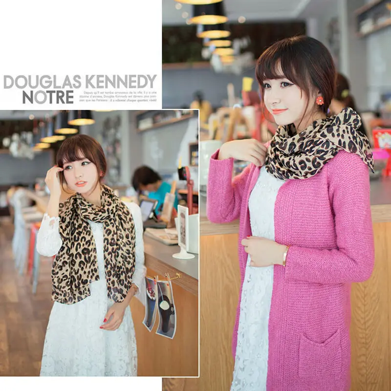 

Sexy Hot Sale Fashion Long Leopard Shawl Lady Chiffon Scarf Wrap