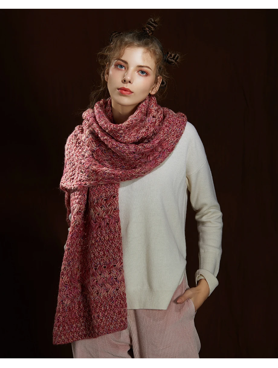 Winter Women Scarf Wool Knit Thick Scarves Female 2019 New Most Popular Design Shawls Warmer Women's Scarves Warm Ladies Scarf (9)