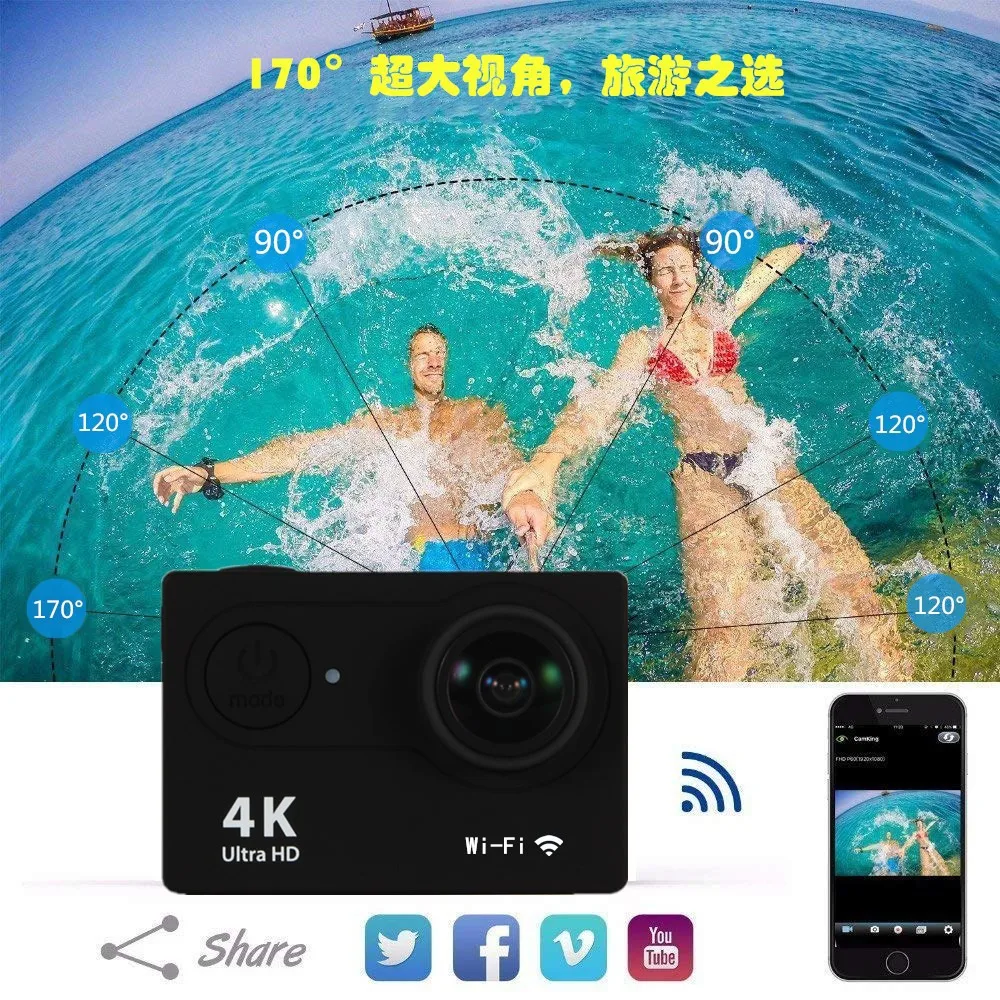 Оригинальная Экшн камера eken H9R/H9 Ultra HD 4K WiFi дистанционное управление спортивная