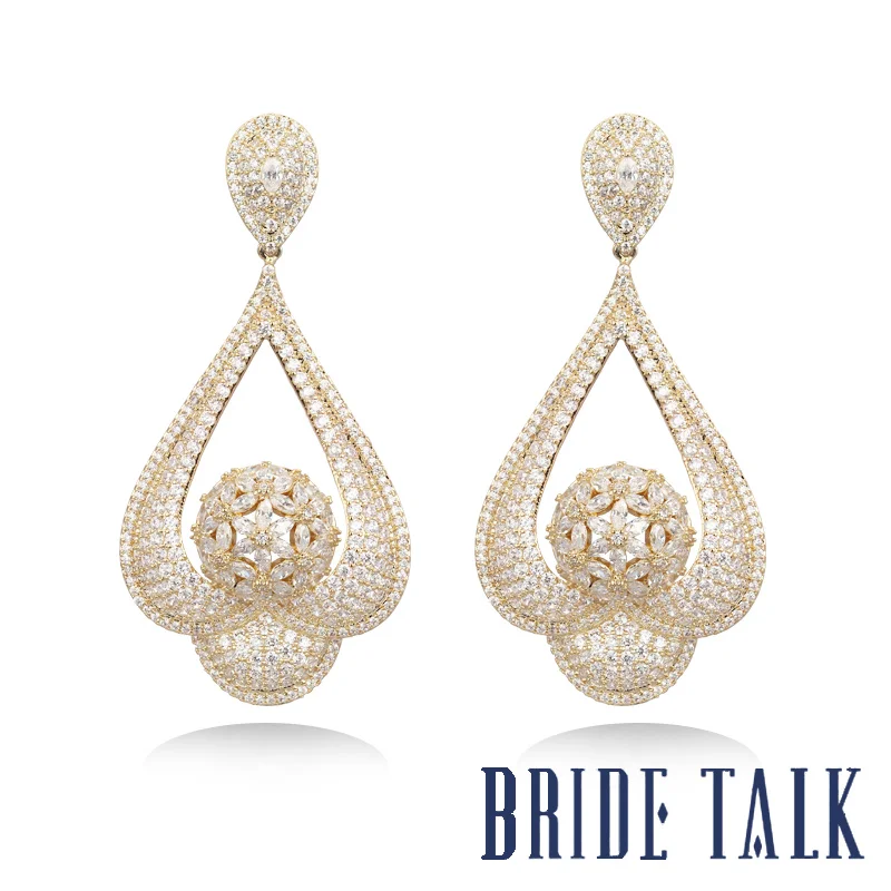 

BRIDE TALK Luxury Brand New Design best-selling Drop Earrings Jewelry Free Shipping Shiny Cubic Zirconia Suitable Hot for women