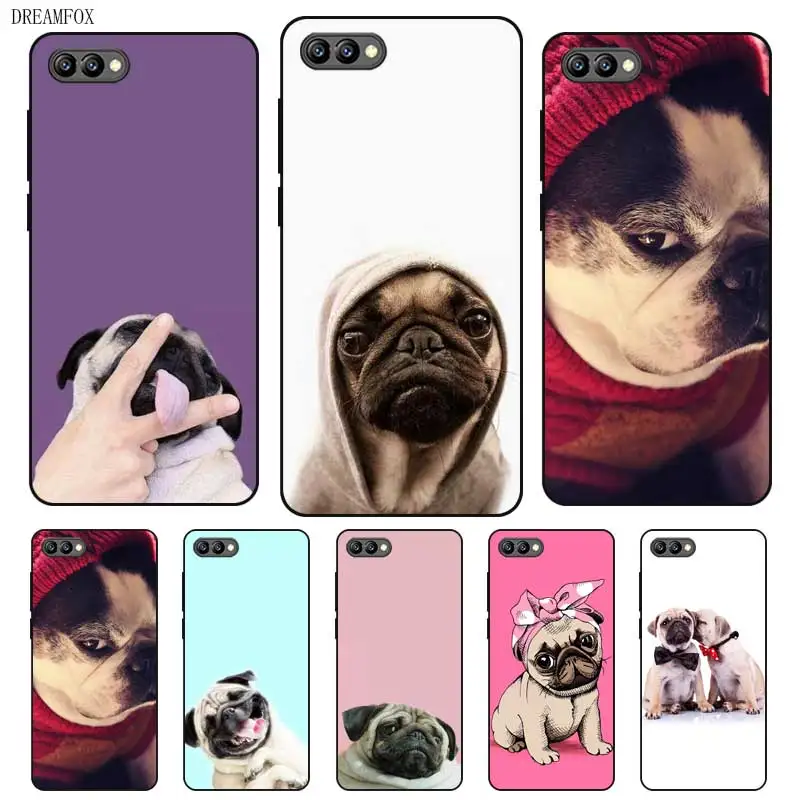 

P173 Pug Black Silicone Case Cover For Huawei Honor 6A 6C 6X 7A 7C 7S 7X 8 Lite Pro