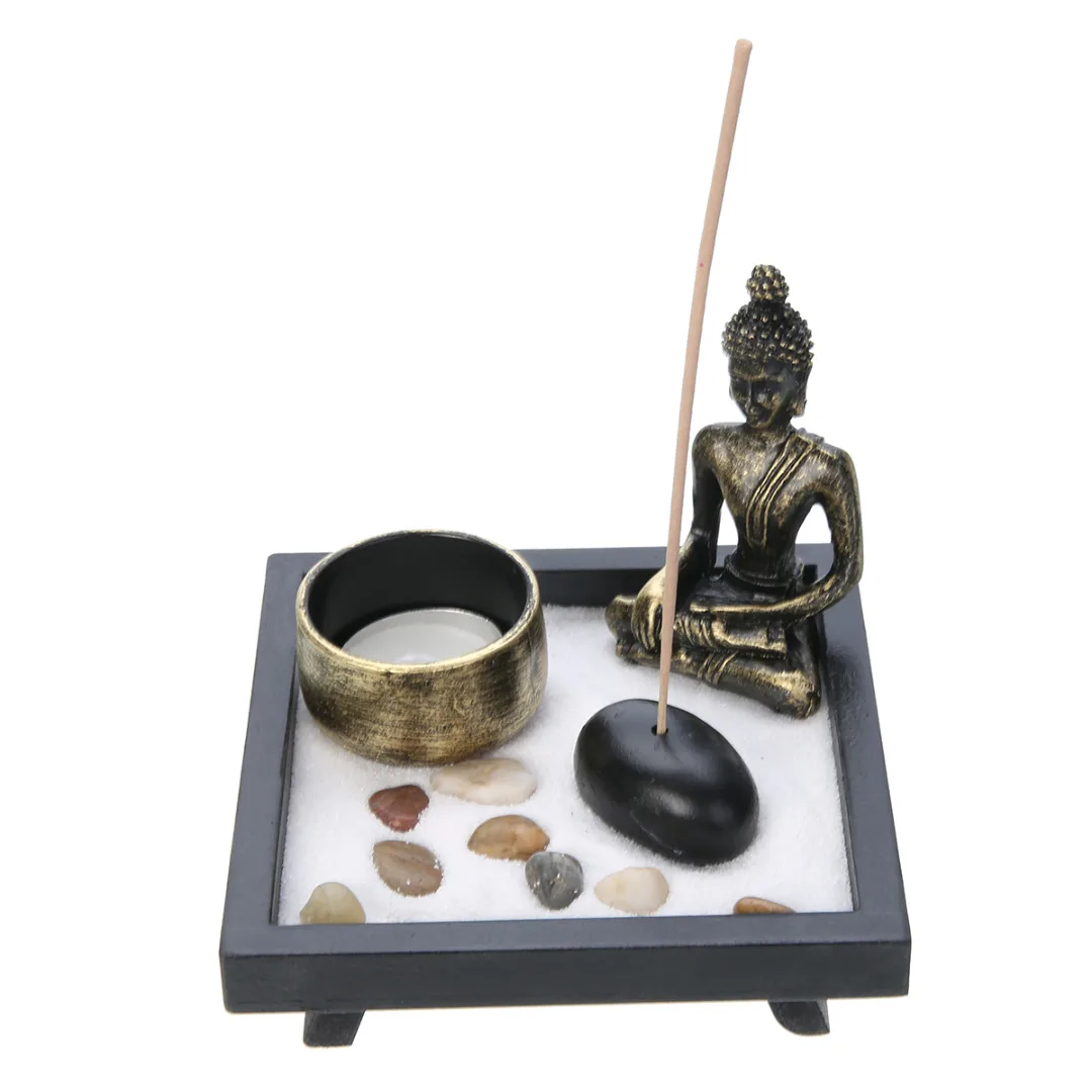 Zen Garden Sand Kit Relax Spiritural Meditation Decor Buddha Tealight Holder Garden Office Gift Home Decorations