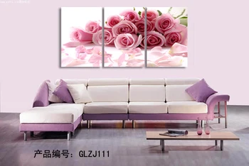

3 Piece Pink Blue Roses Modern Home Wall Decor For Living Room Print Painting On Canvas Art Uframed