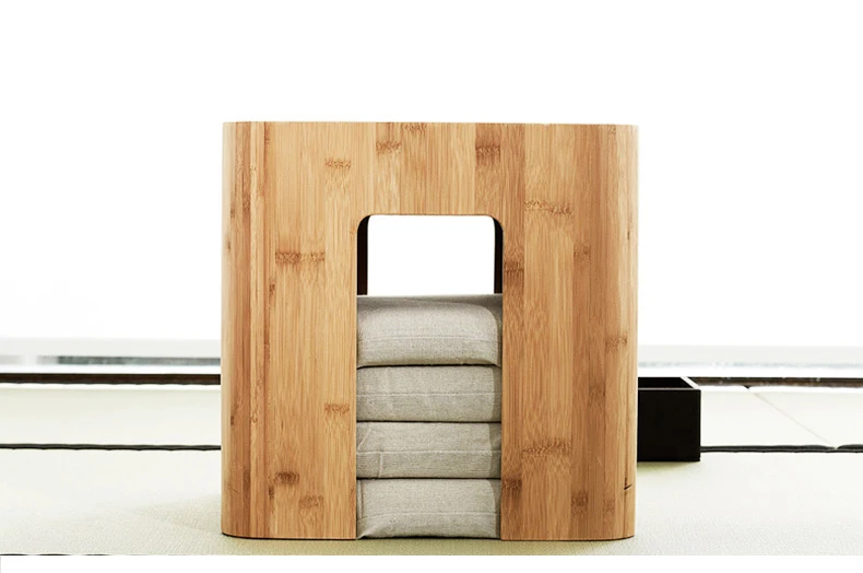 

Bamboo Stool Muti Function Tea Table With 4 Cushion Coffee Table Tatami Changing Stool Living Room Funiture