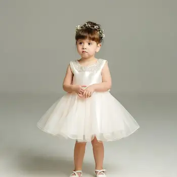 

1PC Light Pink Sleeveless Baby Girl Clothes Tulle DressBaby Girls Flower Girl Wedding Party Dress 0-24Months